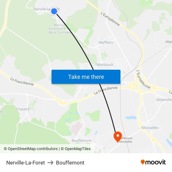 Nerville-La-Foret to Bouffemont map