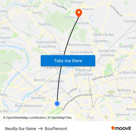 Neuilly-Sur-Seine to Bouffemont map