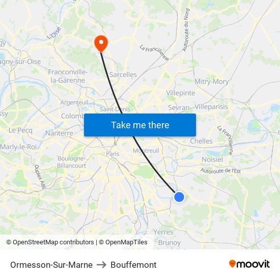 Ormesson-Sur-Marne to Bouffemont map