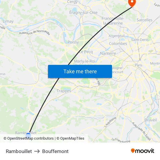 Rambouillet to Bouffemont map