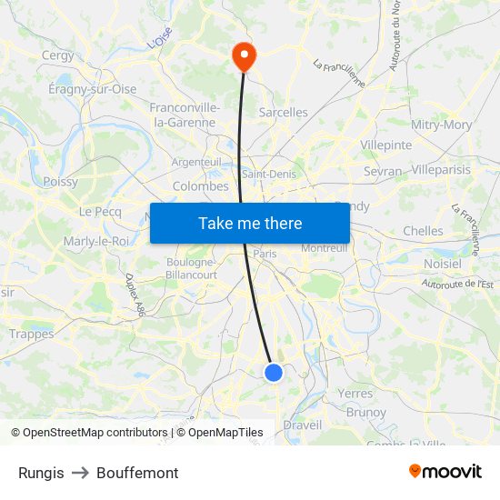 Rungis to Bouffemont map