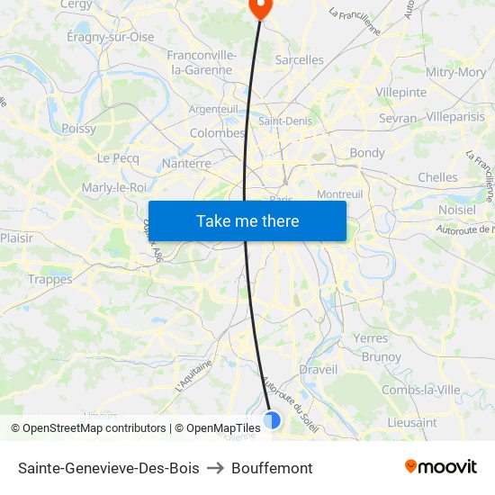 Sainte-Genevieve-Des-Bois to Bouffemont map