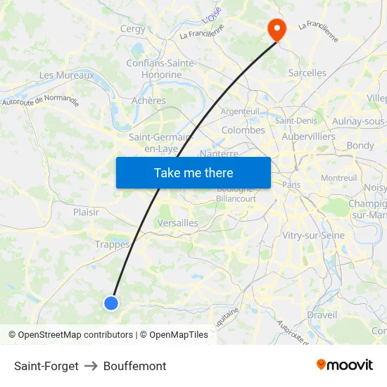 Saint-Forget to Bouffemont map