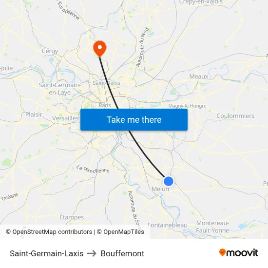 Saint-Germain-Laxis to Bouffemont map