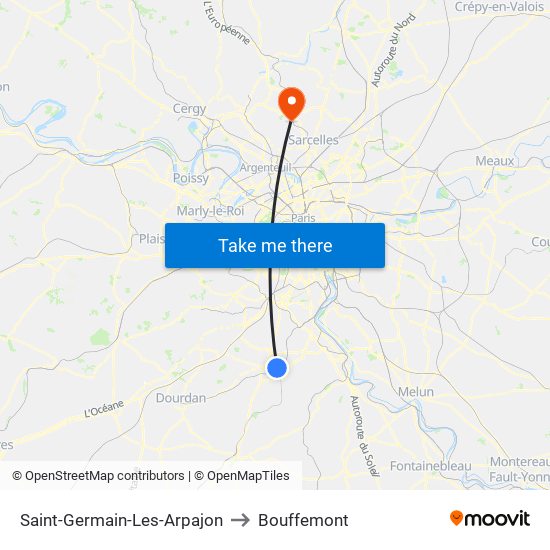 Saint-Germain-Les-Arpajon to Bouffemont map
