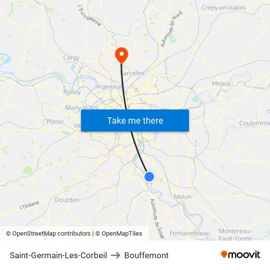 Saint-Germain-Les-Corbeil to Bouffemont map