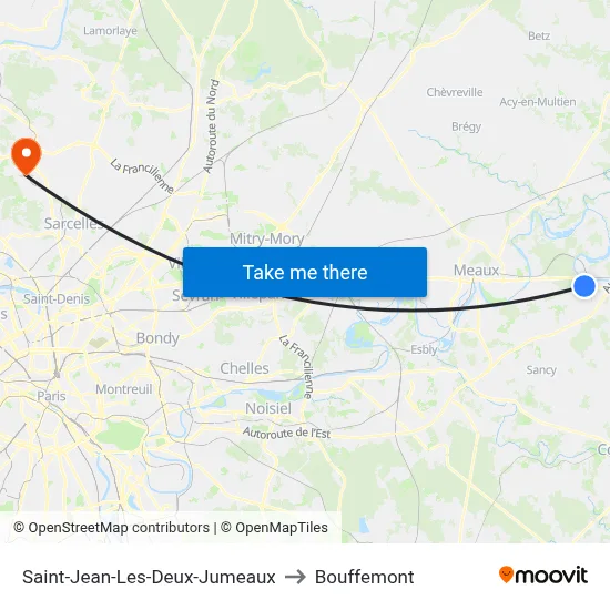 Saint-Jean-Les-Deux-Jumeaux to Bouffemont map