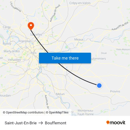 Saint-Just-En-Brie to Bouffemont map