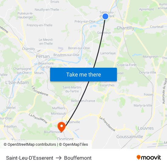 Saint-Leu-D'Esserent to Bouffemont map