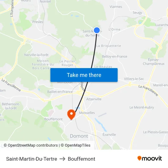 Saint-Martin-Du-Tertre to Bouffemont map
