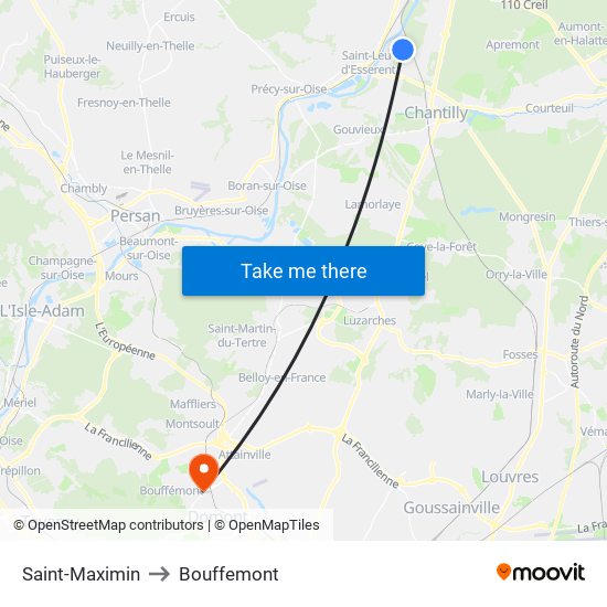 Saint-Maximin to Bouffemont map