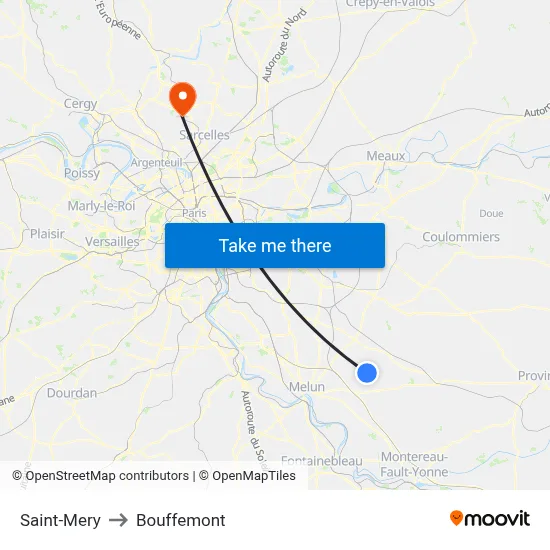 Saint-Mery to Bouffemont map