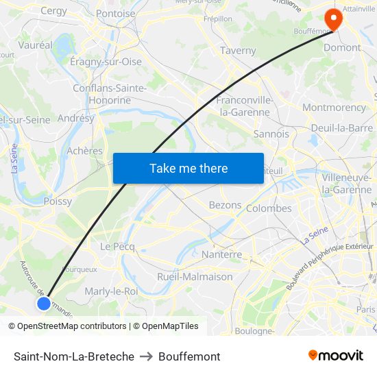 Saint-Nom-La-Breteche to Bouffemont map