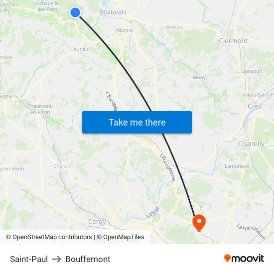 Saint-Paul to Bouffemont map