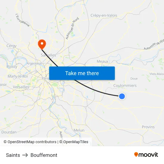 Saints to Bouffemont map
