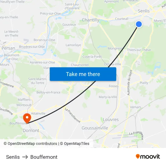 Senlis to Bouffemont map