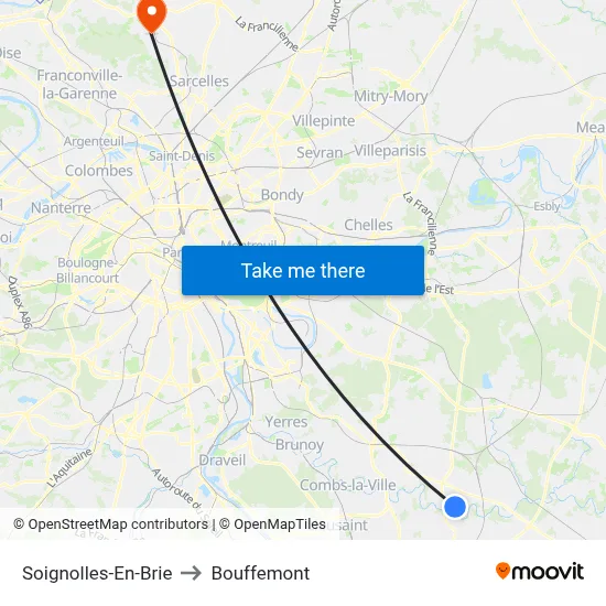 Soignolles-En-Brie to Bouffemont map