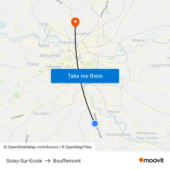 Soisy-Sur-Ecole to Bouffemont map