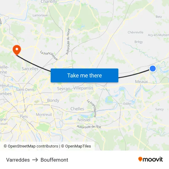 Varreddes to Bouffemont map