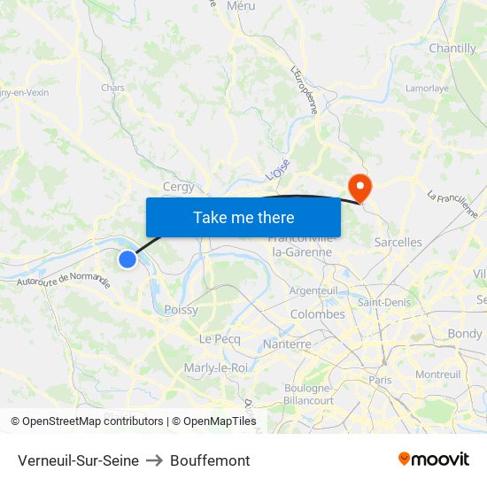 Verneuil-Sur-Seine to Bouffemont map