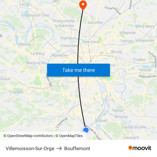 Villemoisson-Sur-Orge to Bouffemont map