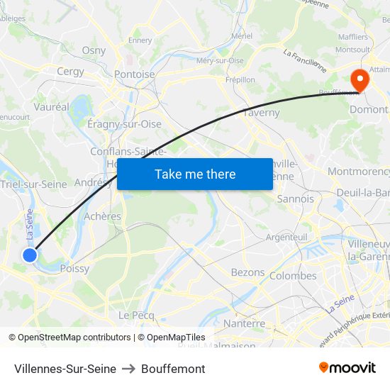 Villennes-Sur-Seine to Bouffemont map