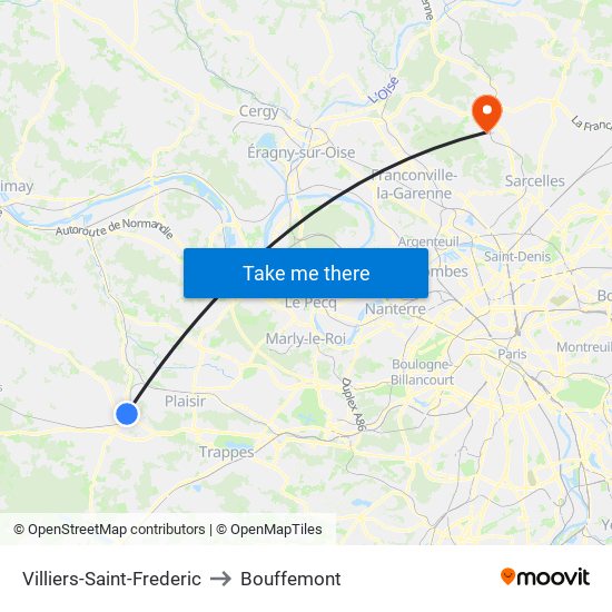 Villiers-Saint-Frederic to Bouffemont map