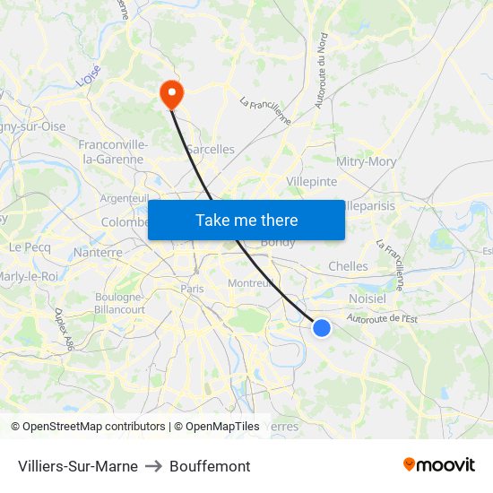 Villiers-Sur-Marne to Bouffemont map