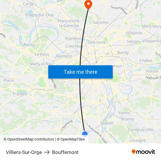 Villiers-Sur-Orge to Bouffemont map