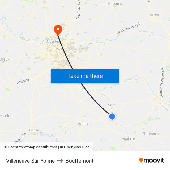 Villeneuve-Sur-Yonne to Bouffemont map