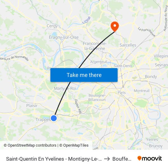 Saint-Quentin En Yvelines - Montigny-Le-Bretonneux to Bouffemont map