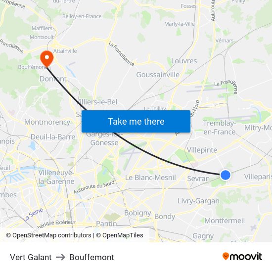 Vert Galant to Bouffemont map