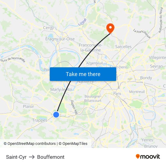 Saint-Cyr to Bouffemont map