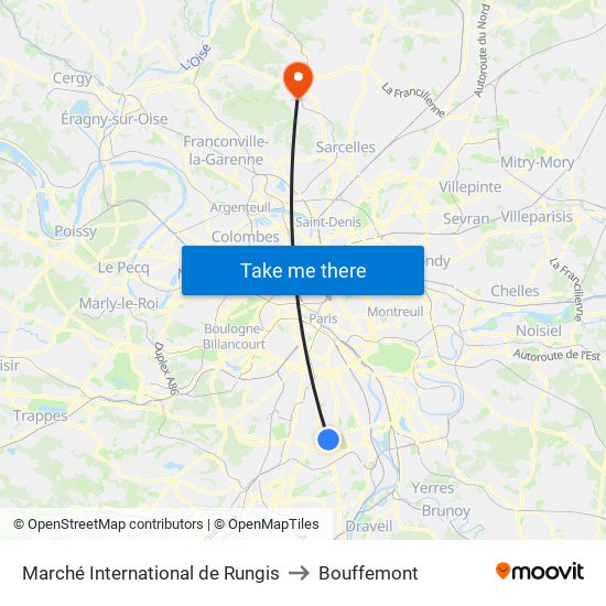 Marché International de Rungis to Bouffemont map