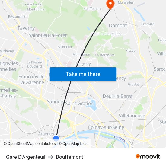 Gare D'Argenteuil to Bouffemont map