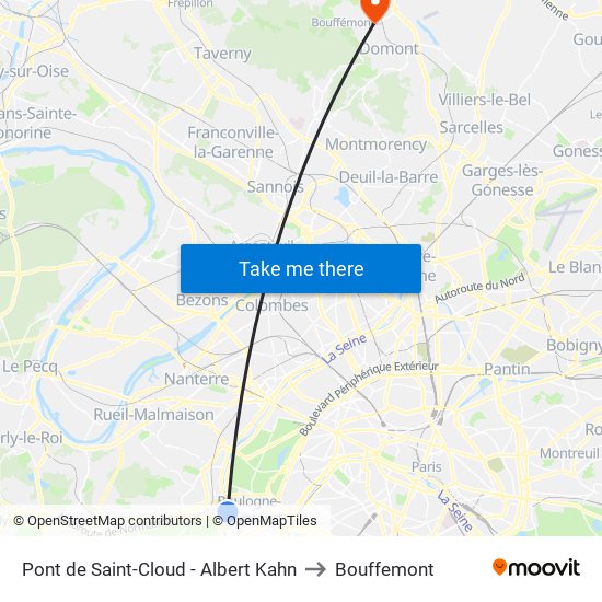 Pont de Saint-Cloud - Albert Kahn to Bouffemont map