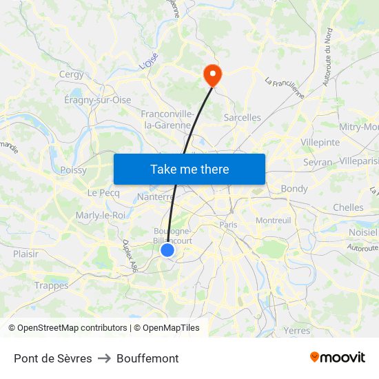Pont de Sèvres to Bouffemont map