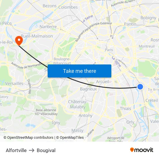 Alfortville to Bougival map