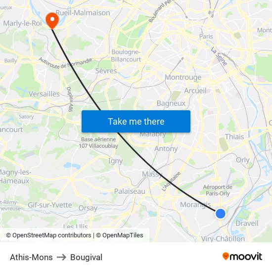 Athis-Mons to Bougival map