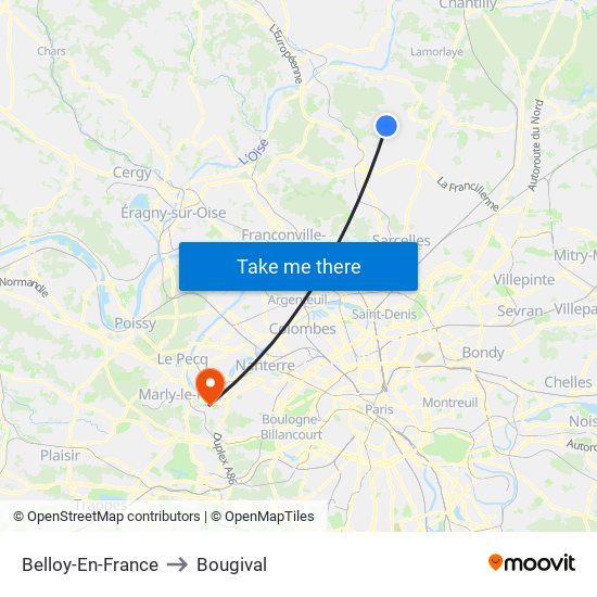 Belloy-En-France to Bougival map