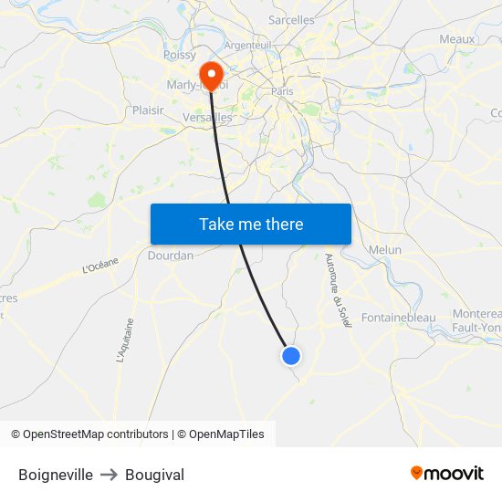 Boigneville to Bougival map