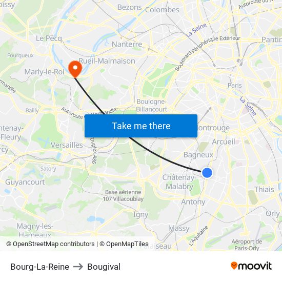 Bourg-La-Reine to Bougival map
