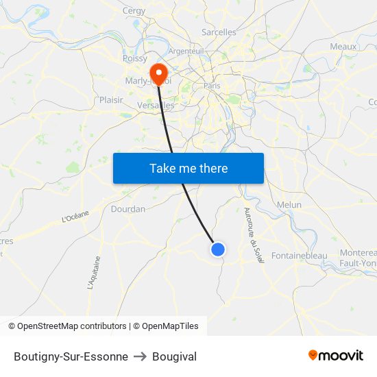 Boutigny-Sur-Essonne to Bougival map