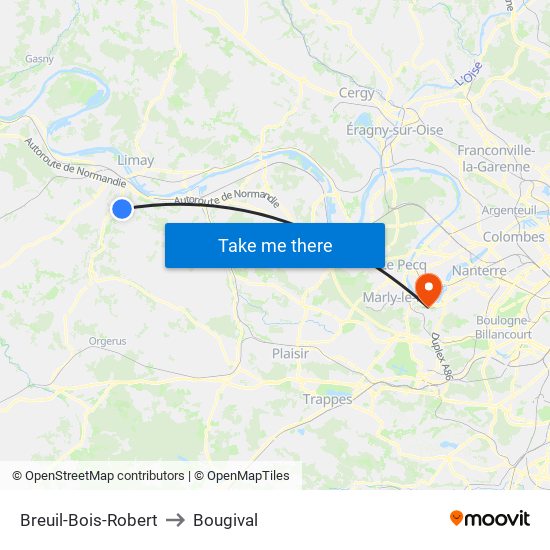 Breuil-Bois-Robert to Bougival map