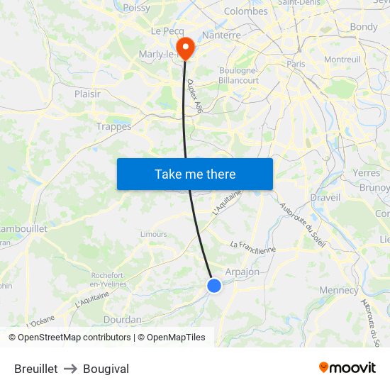 Breuillet to Bougival map