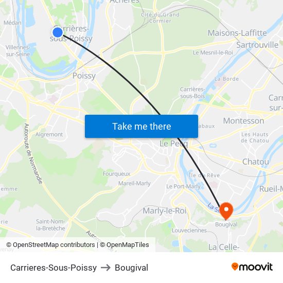 Carrieres-Sous-Poissy to Bougival map