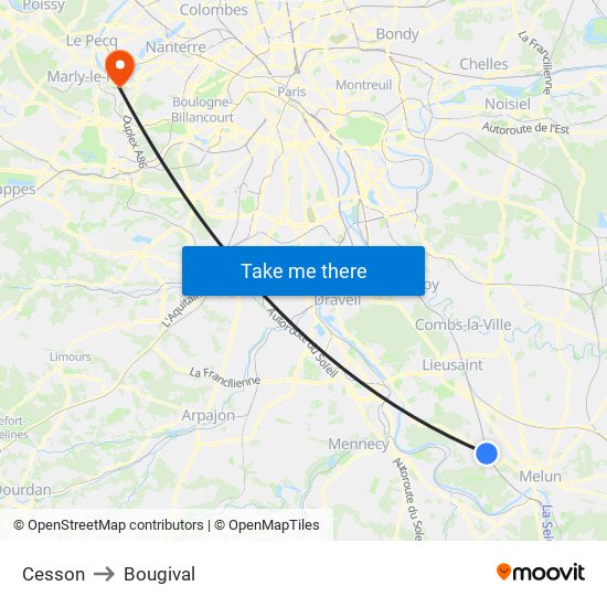 Cesson to Bougival map