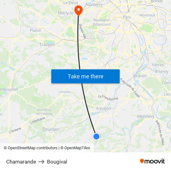 Chamarande to Bougival map
