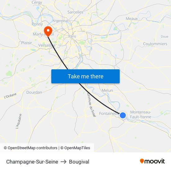 Champagne-Sur-Seine to Bougival map