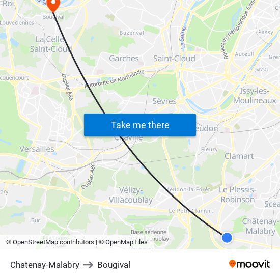 Chatenay-Malabry to Bougival map